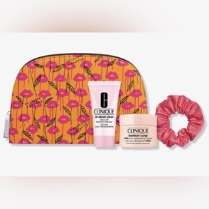 Clinique Floral Cosmetic Bag Set - Pink and Orange